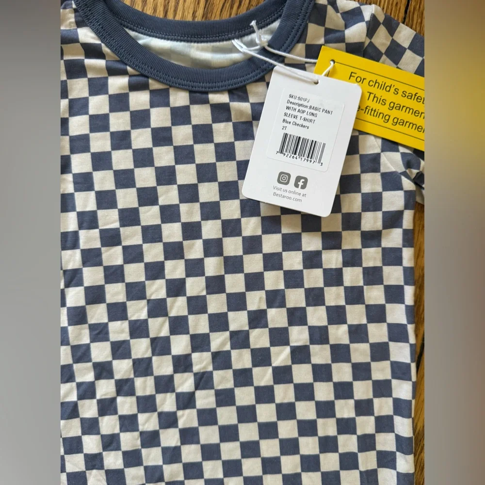 Bestaroo Blue Checkered Kids Pajamas - Size 2